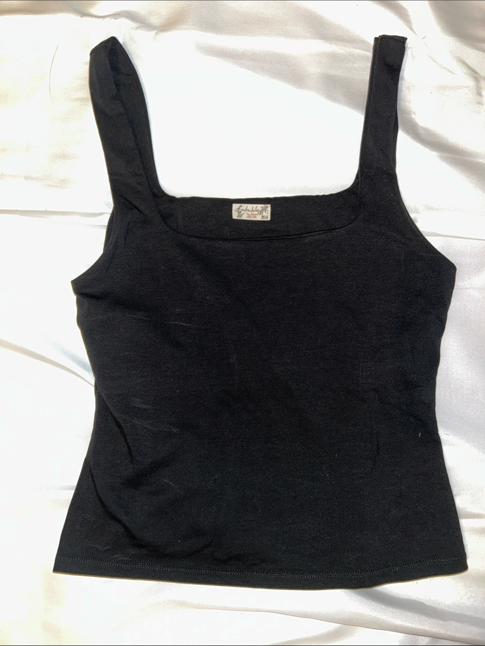 Free People Black Square Neck Tank Top